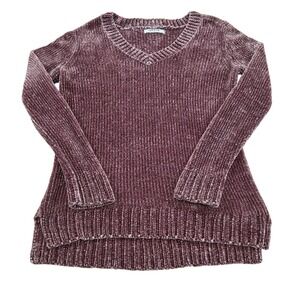 Orvis Women's Chenille Pullover Sweater V‎ Neck Ribbed Chenille Velour Large